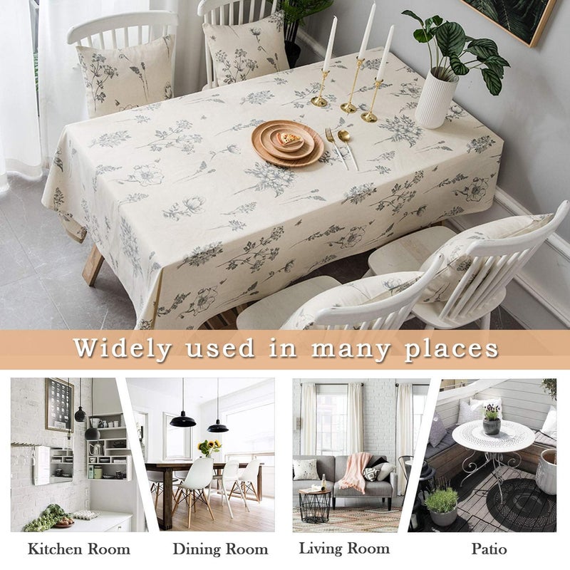 ColorBird Fern Print Cotton Linen Tablecloth Rustic Garden Natural Botanical Decorative Table Cover for Kitchen Dining Spring Summer Picnic Indoor Outdoor Use (Rectangle/Oblong, 55 x 70 Inch, Linen) - Image 4